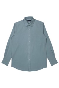 網上訂製長袖恤衫  圓弧腳下擺  直角恤衫領  右胸袋口款式 工業恤衫  恤衫專賣店    R432